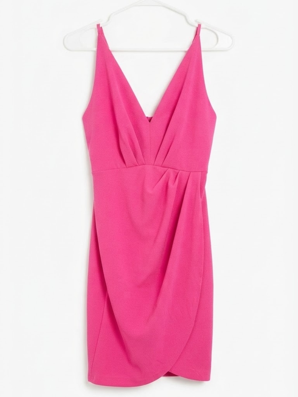 blue.s Hot Pink V-Neck Wrap Mini Bodycon Dress - Size